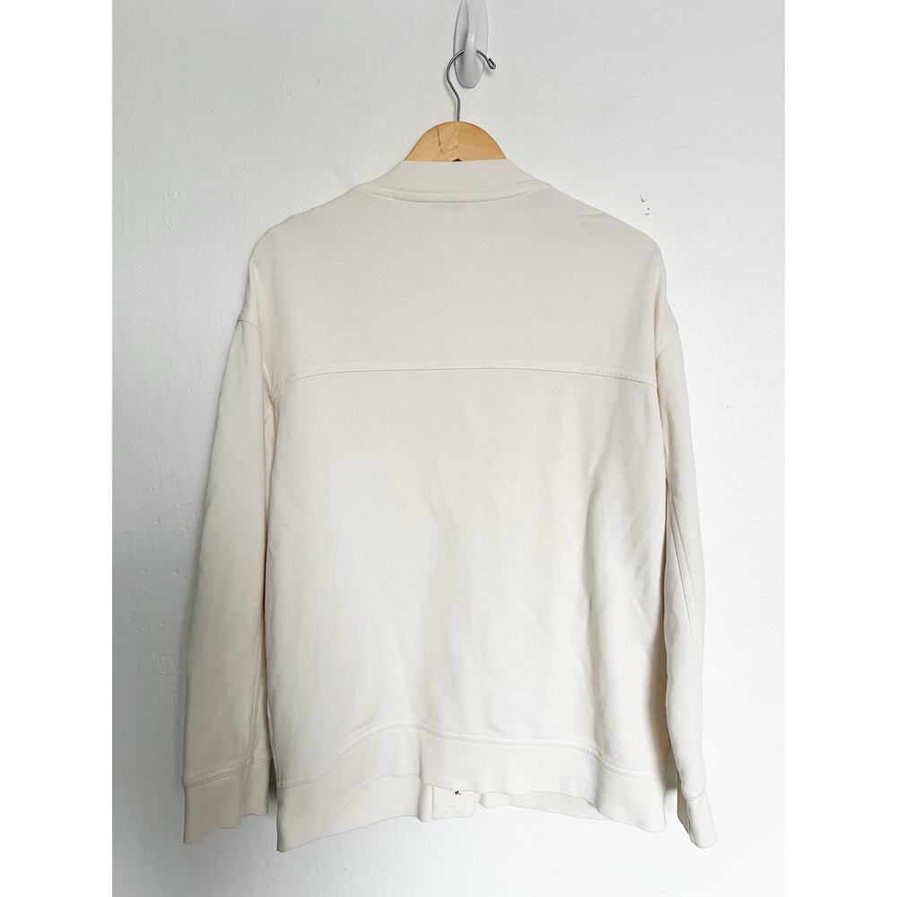 Vince Cardigan Medium French Terry Bone Button Ivory Lounge Basic Long Sleeve - Picture 2 of 8